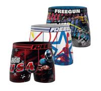 FREEGUN Boxer Hombre, Calzoncillos Hombre Flores, Suave y Transpirable (Juego de 3), Rojo/Negro/Beige/Azul, L