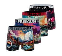 Freegun Boxer Hombre, Calzoncillos Hombre Paisaje, Suave y Transpirable (Juego de 4), Morado/Rosa/Rojo/Negro/, L