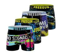 Freegun Boxer Hombre, Calzoncillos Hombre Paisaje, Suave y Transpirable (Juego de 4), Negro/Amarillo/Azul, L