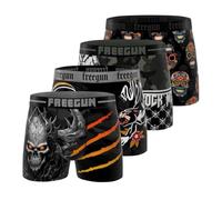 Freegun Boxer Hombre, Calzoncillos Hombre Paisaje, Suave y Transpirable (Juego de 4), Negro/Gris/Naranja/Blanco, XL
