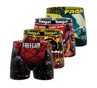 Freegun Boxer Hombre, Calzoncillos Hombre Paisaje, Suave y Transpirable (Juego de 4), Rojo/Negro y, M