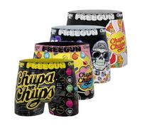 Freegun Boxer para Hombre Chupa Chups, Calzoncillos para Hombre auténticos y cómodos (Juego de 4), Amarillo/Negro/Violeta/Rojo, S