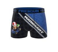FREEGUN | Calzoncillos bóxer para Hombre | Diseño Mariokart Divertido y Colorido en Color Azul | Ajuste cómodo y elástico | Tejido Transpirable (FR/ES, Letras, XL, Regular, Regular, Azul)