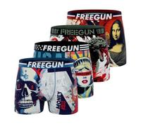 FREEGUN Boxer Hombre Pop Art', Calzoncillos para hombre estiramiento, cómodo y ultra suave (juego de 4), color rojo talla S