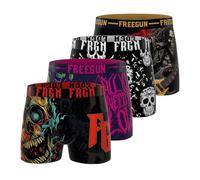Freegun Boxer de Hombre Savage Animals, Calzoncillos de Hombre Ultra Suaves, elástico y Transpirable (Paquete de 4), Rojo, M
