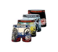 FREEGUN - Calzoncillos Infantiles para niños, diseño de Jurassic World, Muy Suave y Transpirable (Juego de 4), Azul/Beige/Rojo/Negro/Amarillo, 8-10 años