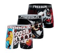 Freegun - Calzoncillos Infantiles para niños, diseño Original, Ultra Suave y Transpirable (Juego de 3), Negro/Rojo/Blanco/Azul, 10-12 años