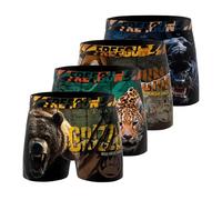 FREEGUN Calzoncillos Niño Boxer Deporte, Pack de 4, Marrón B13 (10/12 años)