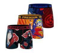 FREEGUN - Calzoncillos para hombre, diseño de Naruto Shippuden, manga original (lote de 3), Negro/azul/amarillo/rojo/naranja, M
