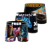 FREEGUN - Calzoncillos para hombre, transpirable y cómodo (juego de 3), color rojo