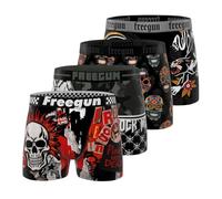 FREEGUN Calzoncillos Tipo bóxer para niños, Paisaje, Suaves y Transpirables (Paquete de 4), Negro/Gris/Naranja/Blanco, 10-12 años