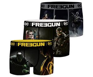 FREEGUN DC Comics Calzoncillos tipo bóxer para hombre, pack de 3, Batman Superman Liga de la Justicia, estampados de superhéroes, tallas S M L XL XXL, Tamaño: S, Color: mezcla de estampados 1