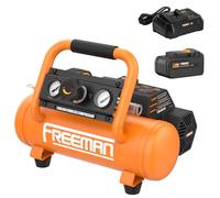 Freeman PE20V1GCK - Kit de compresor de aire portátil inalámbrico de 1 galón y 20 voltios de 1/3 HP con batería de iones de litio de 4 Ah y cargador, 700 disparos por carga
