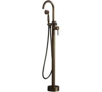 Freending - Grifo giratorio de latón de 360° con ducha de mano, mezclador de bronce antiguo de modo dual para una elegante actualización de baño