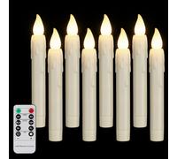 FREEPOWER 8 Velas LED con Mando a Distancia Temporizador Parpadeantes, Luz Blanca Cálida, Regulable, Funciona con Pilas, Decoración Halloween Navidad, 2x17cm