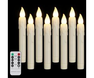 FREEPOWER 8 Velas LED con Mando a Distancia Temporizador Parpadeantes, Luz Blanca Cálida, Regulable, Funciona con Pilas, Decoración Halloween Navidad, 2x17cm
