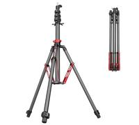 FreeSea MT-03C - Trípode de fibra de carbono, soporte de luz ajustable y | Trípode de 106 pulgadas de alto con bloqueo abatible y resorte de gas, soporte de luz de estudio profesional