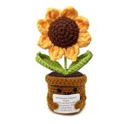 FreeSkill Pocket Hug Positive Sunflower - Crochet Doll with Positivity Card Handmade Gift for Recovery Exam Birthday Friends Colleagues Desk Decor