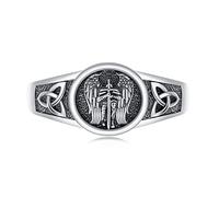 Freesloth - Anillo de San Miguel y Cristóbal para hombre, plata de ley 925 católica, ajustable, regalo de amuleto para mujer, unisex, Plata, Sin piedras preciosas