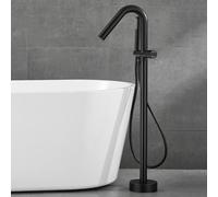 Freestanding Bath Faucet with Hand Shower, Brass Bath Faucet Water Cold and Hot Single Lever Mixer Bathroom Faucet Freestanding Bath Faucet, Black