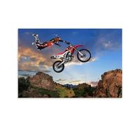 Freestyle Motocross Rider Performing Stunt on Motorcycle Canvas Poster Decoración Pintura Sala de Estar Arte de Pared Dormitorio Pintura Arte Impresión de Pared Pintura Arte Moderno Hogar Boy Sala