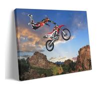 Freestyle Motocross Rider Performing Stunt on Motorcycle Canvas Poster Decoración Pintura Sala de Estar Arte de Pared Dormitorio Pintura Arte Impresión de Pared Pintura Arte Moderno Hogar Boy Sala