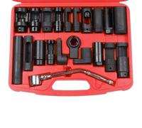 FreeTec 21pzas Llave Sonda Lambda, 22mm Vaso Sonda Lambda, Juego Llaves Sondas Lambdas Llave Sensor Oxigeno, Vasos Extractor Herramientas para Desmontar Sondas Nox Auto