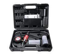 FreeTec 23PC Bomba Vacío Purgador Frenos, 40 PSI 26 inHg Pistola Vacio y Presion Manual, Kit Bomba Purgador Frenos Vacuometro para Purga de Liquido de Freno en Moto Coche Camión (Negro)