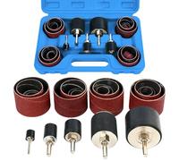 FreeTec 25 pzas Tambores de Lijado, Mangas de Lijado Grano 80 y 120, 1/8" 1/4" Kit Cilindros de Lijado, Tambor Lija de Madera para Taladro, Ø12 18 23 31 50 mm