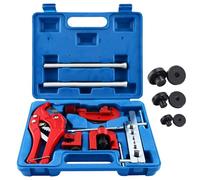 FreeTec 3 en 1 Abocardador Aire Acondicionado, 6-14 mm Abocardador Tubos de Freno, 6-12 mm Dobladoras de Tubo de Resorte, 3-42 mm Cortador de Tubos Cortatubos Cobre Aluminio PVC, 15 Piezas