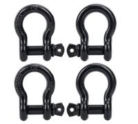 FreeTec 4 pzas Grilletes 4x4, 4,75T 3/4" Grillete de Acero Galvanizados con Pasador, Grilletes Remolque Eslingas Grillete Rescate 4x4 para Jeep Automóvil Camión (Negro)