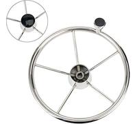 FreeTec 5 Radios 13-1/2 Pulgadas Acero Inoxidable Volante para Barco y Yate Con Botón 9310SRF1