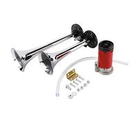 FreeTec Bocina de aire 12V/150dB 290mm Súper Loud Dual Trompeta Air Horn Compressor Kit para coche para moto barco camión tren