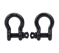 FreeTec Grillete de acero de 4,75 t, capacidad de carga perfecta, fijación de correas de remolque, ataduras en D para recuperar remolque, 2 unidades (negro)