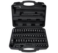 FreeTec Juego de 52 arandelas de montaje de rodamientos de rueda, arandelas de sellado radial, casquillos, bujes, extractor de goma, herramienta de presión, juego de empuje, 18 - 65 mm (negro)