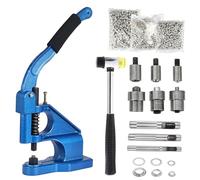 FreeTec Maquina de Ojales, Prensa de Ojales Metalicos con Perforadora y Martillo, 6/10/12mm Manual Máquina de Ojales con 3 Matrices 1500 Ojales Plateado para Lonas Cuero Telas Cortinas Bolsos