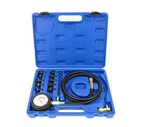 FreeTec Medidor Presion Aceite, 140 psi Manometro Presion Aceite Motor, Reloj Comprobador Presiones Aceites, Herramienta Presiones Motor Coche con Adaptadores para VW BMW Opel Ford Fiat (Azul)