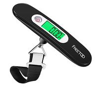 FREETOO Digital Balanza Báscula de Equipaje - LCD Portátil Escala de Equipaje 110 lb/50 kg Capacidad Batería Incluida para Viajes Al Aire Libre,Negro