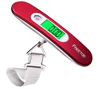 FREETOO Digital Balanza Báscula de Equipaje LCD Portátil Escala de Equipaje 110 lb/50 kg Capacidad Batería Incluida para Viajes Al Aire Libre (Rojo)