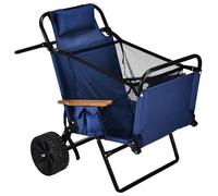 FREETOUR Carrito de silla de playa con ruedas 2 en 1, silla plegable y carrito de vagón, ruedas grandes para playa, piscina, patio, picnic y tomar el sol