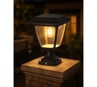 FREEUP Farola Solar Exterior, 3000k Farol Para Jardín Pilar, IP44 | 2 Brillos,Sensor Crepuscular, Luz Solar de Sobremuro 8-12 H Luz Decorativa Para Columna, Camino, Terraza y Valla, 18 × 30 cm