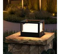 FREEUP Farolas Exterior Jardin, 15W LED Lámpara de Sobremuro Cuadrada Ip65 Luz de Camino de Aluminio, Blanco Cálido, Lámpara de Jardín Poste, Balizas Jardin, Negro