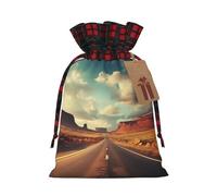 Freeway Highway Road In The Desert 1 bolsa de Navidad con cordón de 8.3 x 11.8 pulgadas, bolsa robusta para regalos y artículos esenciales de uso diario