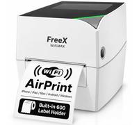 FreeX Impresora térmica WiFiMAX | Impresora inalámbrica Wi-Fi AirPrint 4x6 de etiquetas de envío | Compatible con iPhone iOS, MacOS, Android, Windows y Zebra, Brother, Dymo Labelwriter 4XL, Rollo