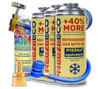 FREEZECO 2 en 1-3 latas de refrigerante de repuesto R1234yf con aceite de llenado de aire acondicionado para vehículos a partir de 2016, 235 g + manguera de presión con manómetro + adaptador YF +