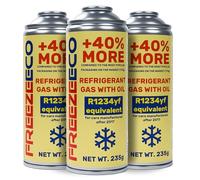 FREEZECO 2 en 1-3 latas de refrigerante R1234yf de repuesto con aceite de relleno de aire acondicionado para vehículos después de 2016, 235 g