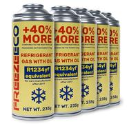 FREEZECO 2 en 1-5 latas de refrigerante de repuesto R1234yf con aceite de relleno de aire acondicionado para vehículos después de 2016, 235 g