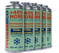 FREEZECO 2 en 1-5 latas de refrigerante R134a de repuesto con aceite de relleno de aire acondicionado para automóviles 1995-2016, 235 g