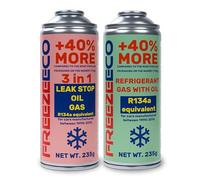 FreezeECO Kit de 2 unidades: 3 en 1 LeakStop/aceite/gas 235 g tipo A + gas 2 en 1 con aceite refrigerante 235 g tipo A [R134a/R12 equivalente - coches 1995-2016] tipo A (11,5 mm) 470 g