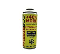FREEZEECO Kit de Recarga de Aire Acondicionado para automóvil de Repuesto con válvula de retención incorporada, 235 g, +40% de eficiencia de enfriamiento - mangueras Tipo A de 11,5 mm